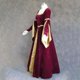 thumbnail image 4 of Womens Halloween Costumes 2024 Cosplay Gothic Dresses Women's Halloween Fashion Gold Velvet Vintage Leaf Sleeves Long Swing Dress, 4 of 5