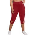 thumbnail image 4 of Lenpel Women's Capri Leggings High Waisted Eyelet Embroidered Hollow out Hem Slim Cropped Workout Yoga Pants Casual Capri Leggings, 4 of 7