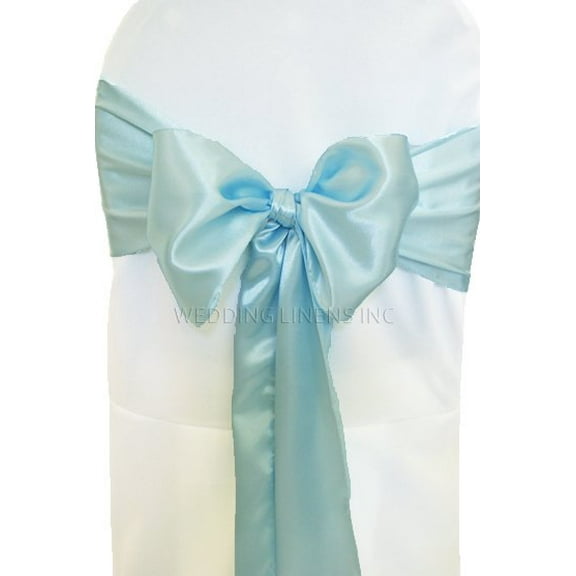 Wedding Linens Inc. (10pcs) 8" x 108" Satin Chair Sashes Chair Sash Bow ties for Wedding Party Catering Banquet Decoration Events - Baby Blue