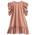 thumbnail image 1 of Dresses For Teens Summer Ruffle Edge New Loose Fit Long Princess Fashion Suitable Toddler Dress Pink 2-3 Years, 1 of 3