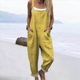 thumbnail image 2 of KPOPLK Women's Casual Wide Leg Overalls Loose Fit Jumpsuits Solid Color Adjustable Strap Bib Romper Fall Clothes Yellow S, 2 of 5