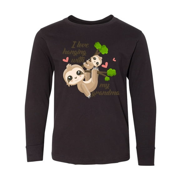 Inktastic Hanging With My Grandma Long Sleeve Youth T-Shirt