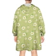 thumbnail image 2 of Lightgreen Daisy Flower White Blooms Pattern Wearable Oversized Blanket,Wearable Blanket Hoodie for Adults,Cozy Hooded Blankets with Super Pockets,Super Warm Fuzzy Pullover for Women & Men, 2 of 6