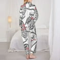 thumbnail image 3 of Pajama Sets for Women 2 Pcs, Bow Tie Owl Button Down Long Sleeve Sleepwear Lounge PJ Sets, 3 of 6
