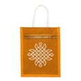 thumbnail image 4 of ATOTE Thamboolam Kolam Art Return Gift Bags, Multicolor Jute Bags with Zipper for Weddings, Pooja & Birthdays, Golden Yellow, Set of 5 Pcs, 4 of 4