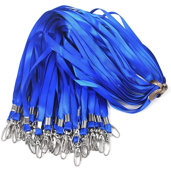 Blue Lanyards 50Pcs Nylon Bulk Lanyard for Id Badges,Badge Lanyards Swivel Hooks Clips Great for Name Tags Badge