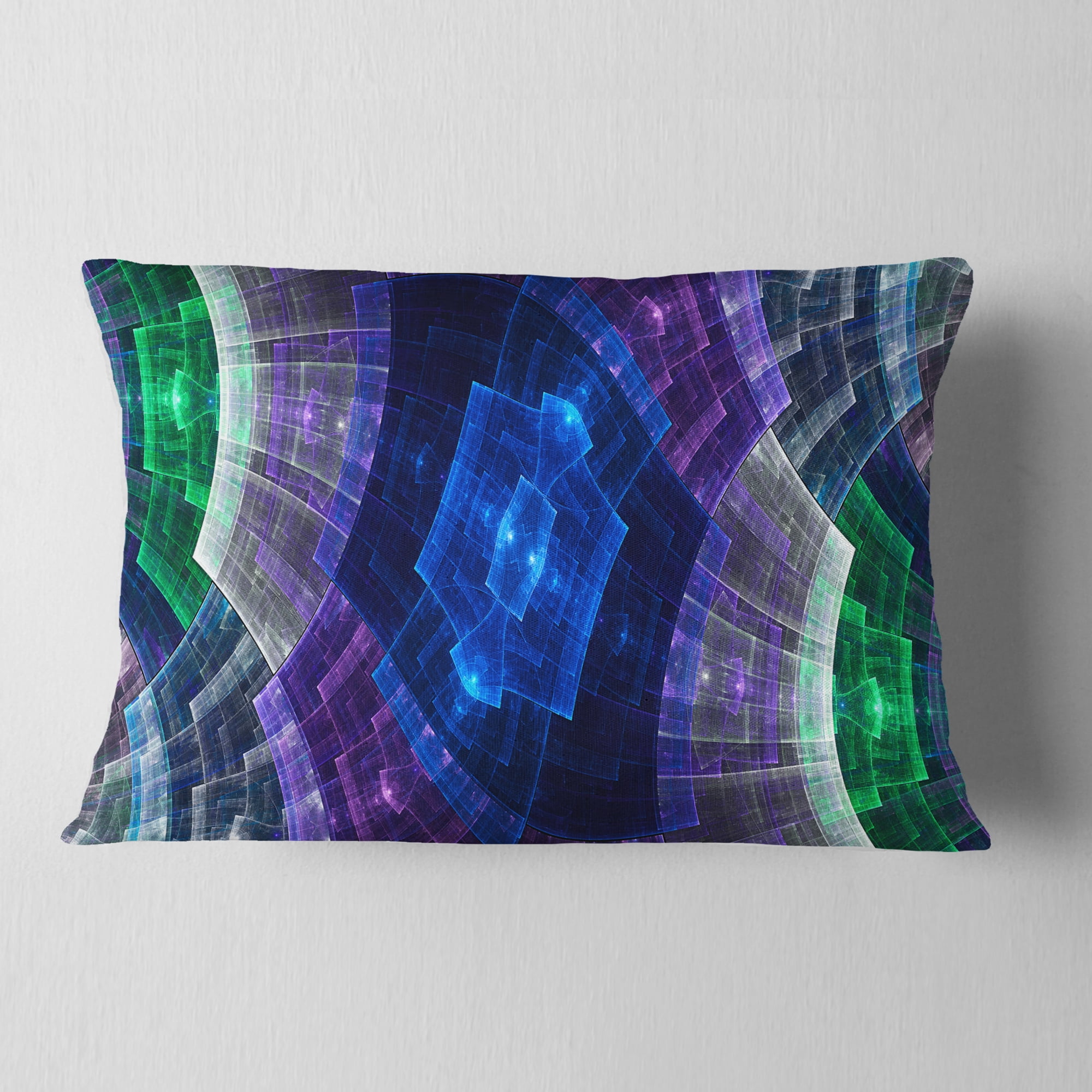 Designart 12" x 20" Blue Polyester Throw Pillow
