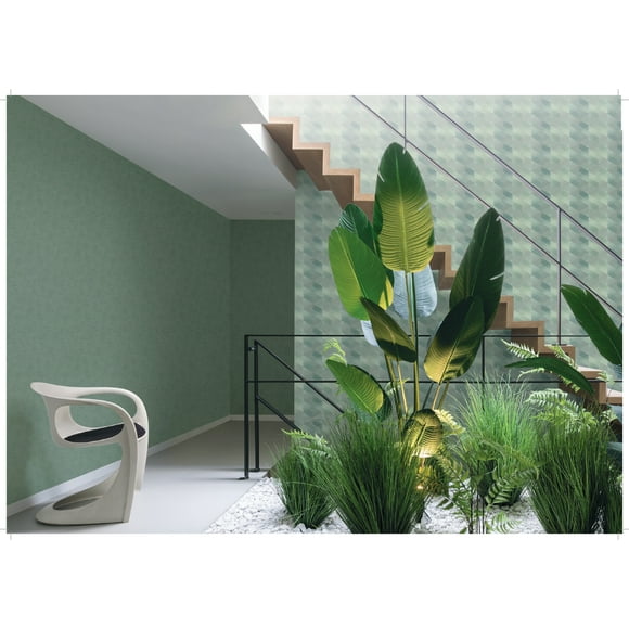 Green 3D Rhombus Stripe Geometric Wallpaper R8101