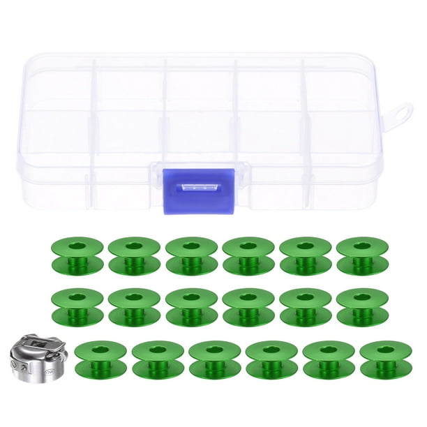 18uds Bobinas de Aluminio con Estuche para Aguja Pespunte Coser Máquina Unique Bargains Verde
