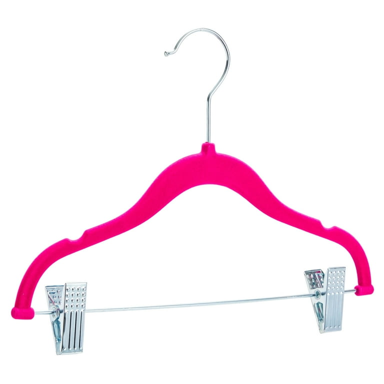 IEOKE Baby Velvet Hangers with Clips, 20 Pack Kids Hangers Non Slip Pants