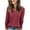Hot Pink, variant on Sweaters For Women V Neck Brushed Strip Solid Color Long Sleeve Pullover Tops Casual Trendy 2025 Fall Winter Stylish Comfortable Womens Sweaters Grey L