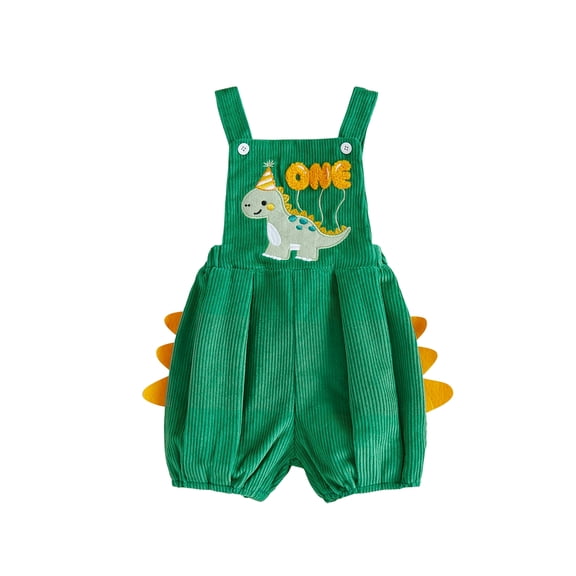 RUINIXCW Baby Boy First Birthday Overalls Dinosaur Embroidery Sleeveless Romper