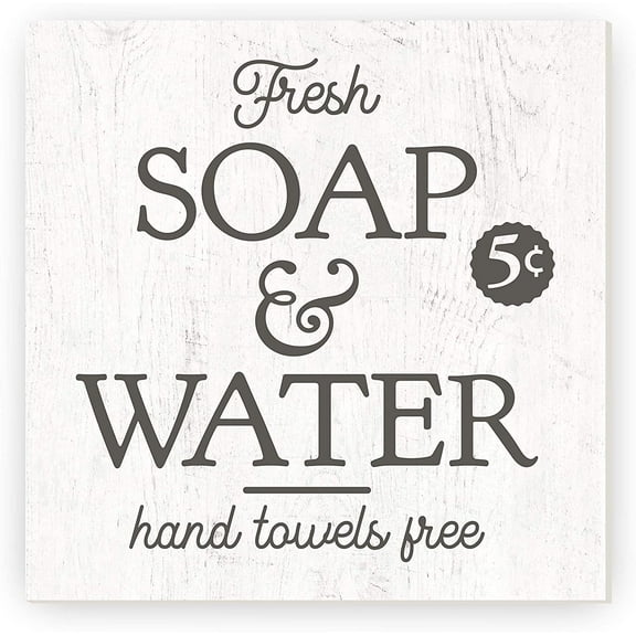 Fresh Soap And Water Hand Towels Free Rustic Wood Sign 12x12 (Unframed)