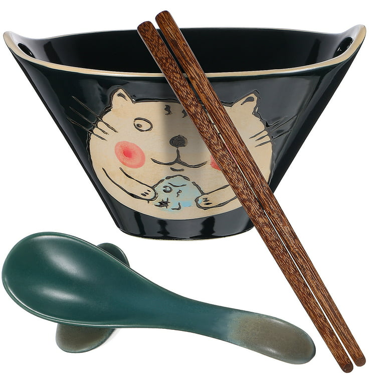 Noodles Bowl with Spoon and Chopsticks 800ml Large Soup Bowl Porcelain Japanese  Ramen Bowl Set for Home 