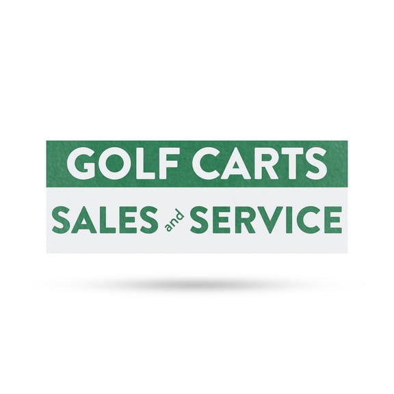 Golf Carts Sales and Service Vinyl Decal 48 Inch x 18 Inch Weatherproof Heavy-Duty Adhesive Backing | Quality Products, Reliable Repairs, Local Shops | Made in USA