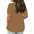 thumbnail image 4 of WTOBBY Women's Plus Size Casual Solid Color V-Neck Short Sleeve Pocket T-Shirt Top, Comfortable and Versatile Fit for Everyday Summer Wear,Light Brown 3XL, 4 of 5