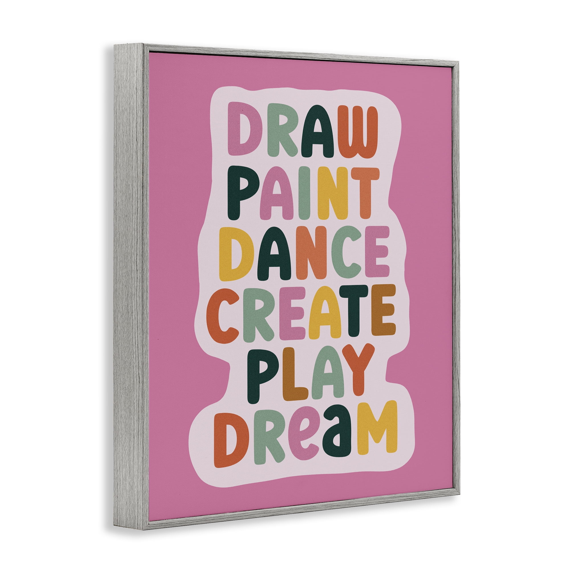 Draw Paint Dance Create Gray Framed Giclee Art, design by Julia Frost