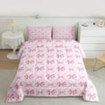 thumbnail image 2 of Manfei Lovely Bow Knot Full Size Comforter Sets,Princess Bowtie Bedding Comforter Set,Girl Pink Bedding Sets For Teens,Luxury Bedroom Decor Reversible,3pcs, 2 of 8