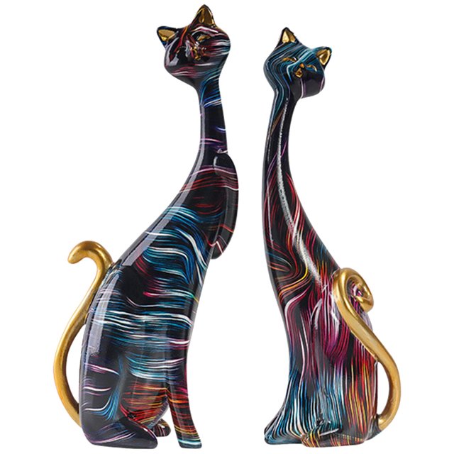 Adornos de animales para parejas, adornos de gatos de dibujos animados nórdicos, decoración moderna para porche de escritorio