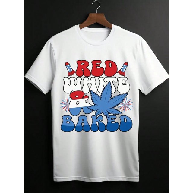 4th-Of-July-Red-White Men'S Spring & Summer Short Sleeve Shirt, Soft Crew Neck, All Season Comfort, Holiday Gift Idea