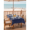 thumbnail image 2 of Outdoor Tablecloths with Umbrella Hole & Zipper, Japanese 54x80 Inch Tablecloth Rectangle, Navy Blue Country Flowers Leaves Aesthetic Waterproof Table Cloth, Patio/Pool/Picnic Table Covers, 2 of 8