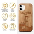 thumbnail image 4 of Case Yard Wooden Case Outside Soft TPU Silicone, Slim Fit Shockproof Wood Protective Phone Cover for Girls Boys Men and Women, Supports Wireless Charging Istanbul Bridge Design case for iPhone-12-Mini, 4 of 7