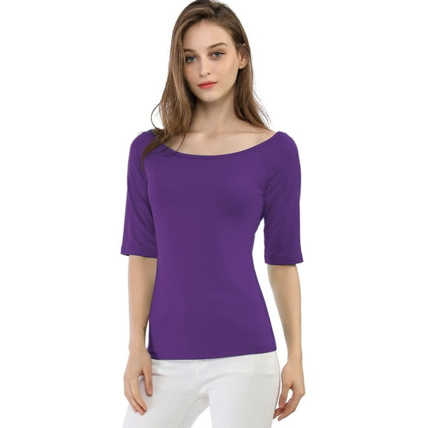 Día de San Patricio Camiseta Suave De Media Manga Con Cuello Redondo Entallado Para Mujer Púrpura L