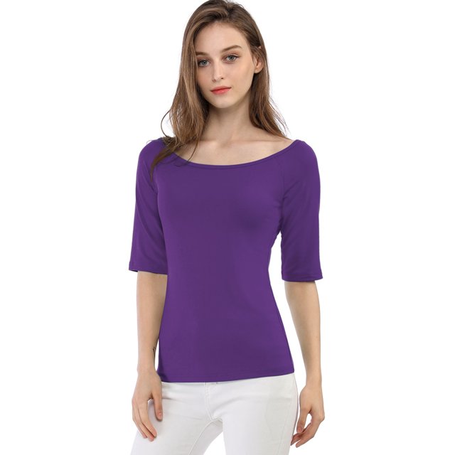 Día de San Patricio Camiseta Suave De Media Manga Con Cuello Redondo Entallado Para Mujer Púrpura L