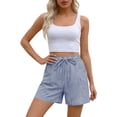 thumbnail image 6 of Hilenly Womens Striped Cotton Shorts Soft Lounge Shorts Drawstring Elastic Waist Casual Shorts, 6 of 9