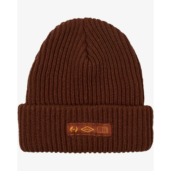 RVCA Stacked Cuff Beanie Brown