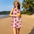 thumbnail image 3 of Easygdp Strawberries para Vestido Transpirable de Mujer, Vestido Suelto de Manga Corta con Pliegues y Bolsillos para el Verano, 3 of 7