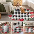 thumbnail image 5 of Valentine's Day Love Heart Round Area Rug 7Ft Washable Circle Rugs for Dorm Laundry Room, Eucalyptus Black Plaid Love Heart Non-Slip Carpet Floor Mats Indoor Outdoor Carpet Runner Home Decor, 5 of 8