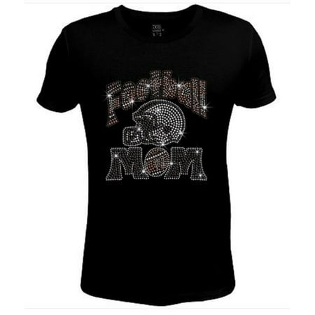 Womens Shirt Football Tee - Bling Womens T Shirt Football Mom JRW-631-sc