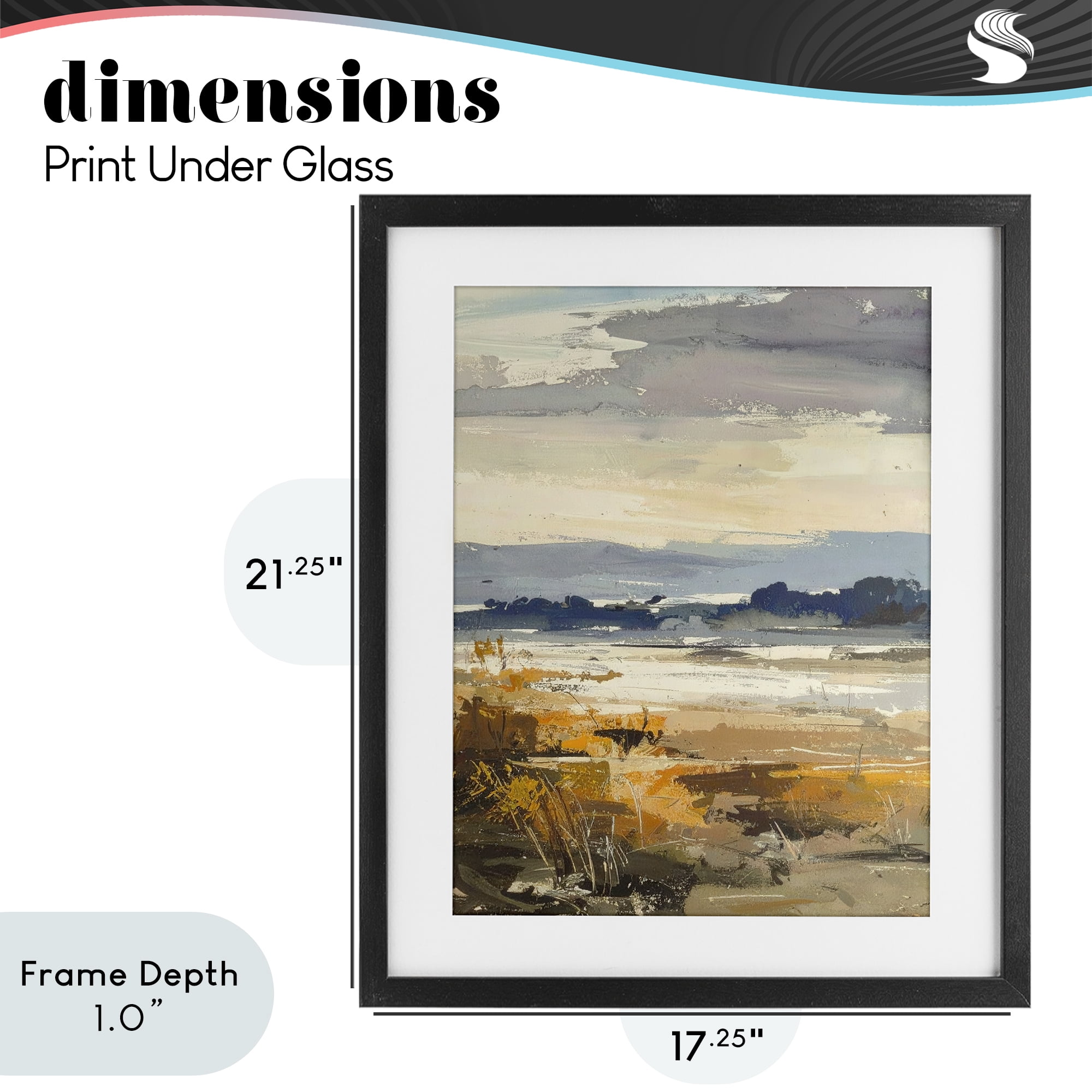 Stupell Industries Distant Horizon Abstract Black Framed Print Under Glass, design by Alonza Saunders
