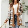 thumbnail image 3 of Ozmmyan Women's Solid Color Cardigan Wool Sweater Pocket Recreational Long Sleeve Coats, 3 of 5