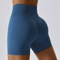 thumbnail image 3 of PEASKJP Women's Yoga Biker Shorts Tummy Control Soft Stretch Elastic Waist Shorts Running Workout Shorts Blue XL, 3 of 3