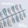 thumbnail image 3 of Presiona las uñas IMRAIN Blue Medium Almond con plata cromada, 3 of 7