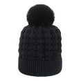 thumbnail image 3 of Dyfzdhu Outdoor Winter Adult Neutral Keep Warm Hairball Hats Plush Knitted Woolen Hat Black, 3 of 4