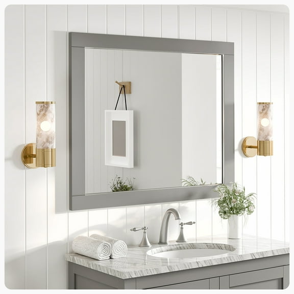 Eviva Aberdeen 36" Grey Framed Bathroom Wall Mirror