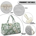thumbnail image 7 of Garronmavis Large Sage Green Tropical Floral Quilted Duffle Bag for Women, Weekender Travel Bag Carry On Tote with Zipper Pockets for Gym, Overnight Trips & Dance, 7 of 7
