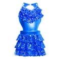 thumbnail image 4 of Sholeno Children Girls Gymnastic Bodysuit Latin Jazz Dance Leotard Dress Ballet Dancewear Sequins Jumpsuit Blue 10, 4 of 6