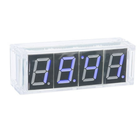 DIY Digital LED Clock Kit, Auto Time/Temp Display, Easy To Assemble, Blue/Green/Red/White