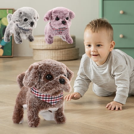 Simulation Farmhouse Dog Electronic Pet Toy - Walking Plush Puppy with Realistic Movements Fun Toy for Adults Who Love Dogs 6.3*3.54*5.9in Gray