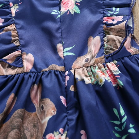

Cathalem 7-8 Girls Clothes Bunny Girls Cute Dress Summer And Flower Easter Sleeveless Frilly Print Girls Flower Party Wedding Dark Blue 6-12 Moths