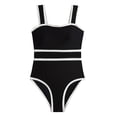 thumbnail image 3 of Girls Modest Swimsuit Summer One Piece Swimsuits Color Block Bathing Suit Contrast Trim Wide Straps Swimwear For Teens Girls, 7-14 Years, 3 of 8