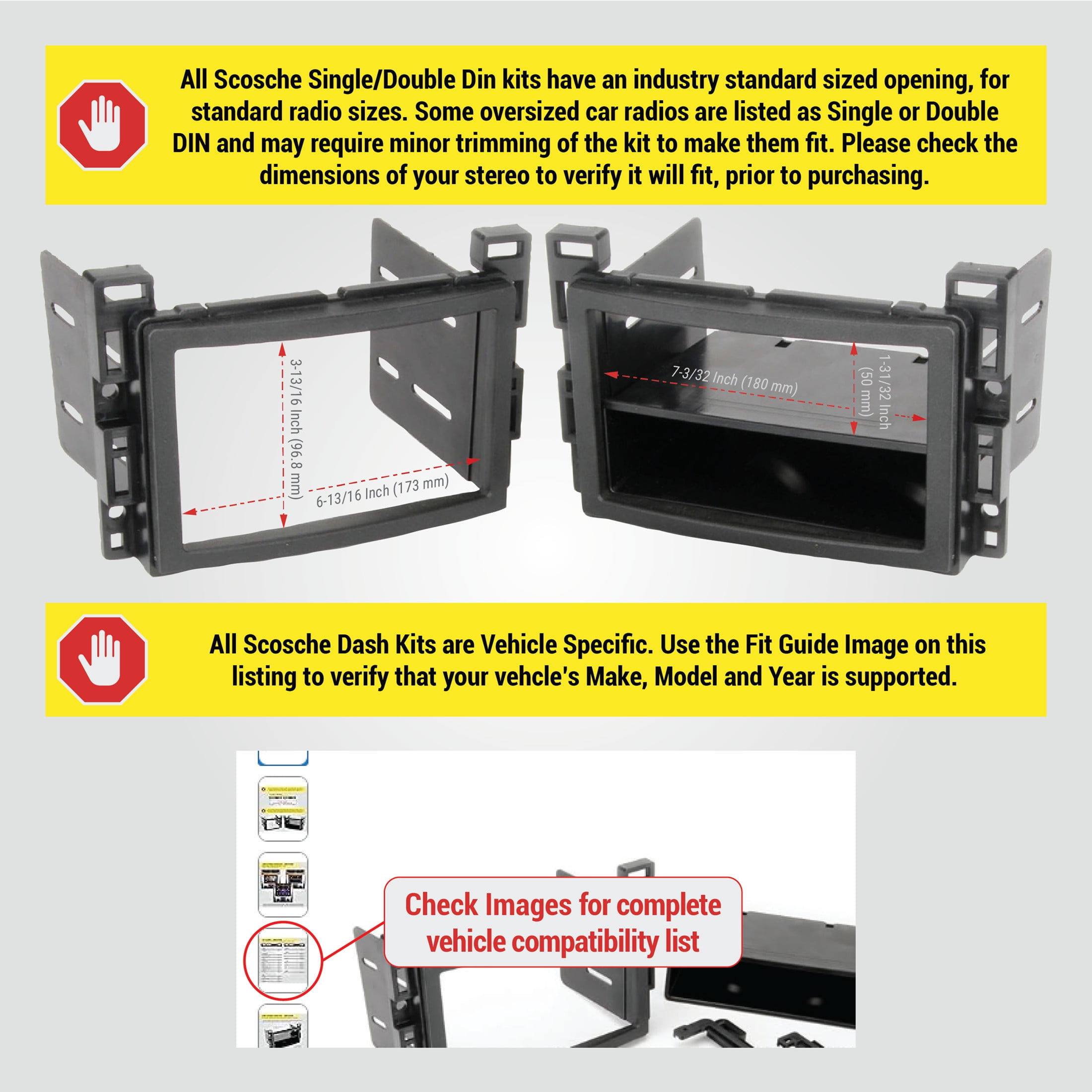 Scosche GM2500B Double DIN or Single DIN w/ Pocket Dash Kit Compatible w/ Select 2004-21 GM Vehicles