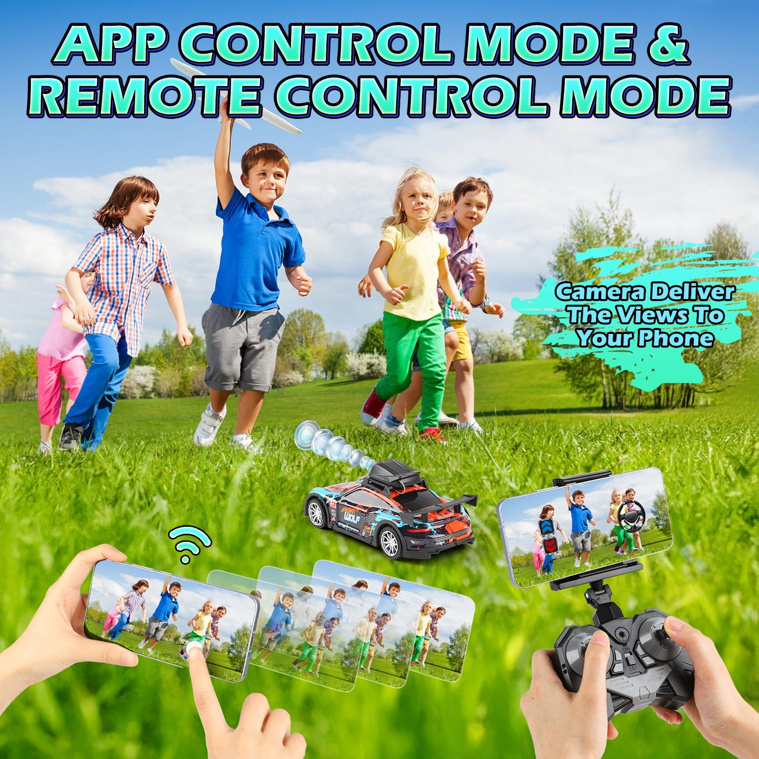 Huge Wave Remote Control Car for Boys, 2.4GHz High Speed RC Car with HD Camera, with 2 Batteries for Kids Birthday Christmas Toys Gift 6-12 Years Old