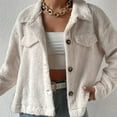 thumbnail image 6 of FNFHFY Womens Fuzzy Cropped Coat Casual Button Down Lapel Fleece Jacket Warm Fall Winter Fluffy Coats Long Sleeve Short Sherpa Jackets, 6 of 9