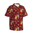 thumbnail image 2 of Daiia Vintage Santa Skiing Red Plaid Hawaiian Shirt for Men Gentle Cotton Regular Short Sleeve Casual-X-Large, 2 of 9