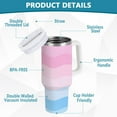 thumbnail image 2 of Yayeee 40oz Double-Wall Insulated Stainless Steel Tumbler with Handle Bottle, Light Pink Stripes, 2 of 8